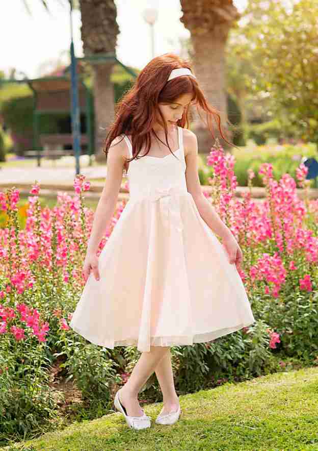 Graceful Chiffon Square Neckline Knee-Length A-line Flower Girl Dress with Bowknot BM bride
