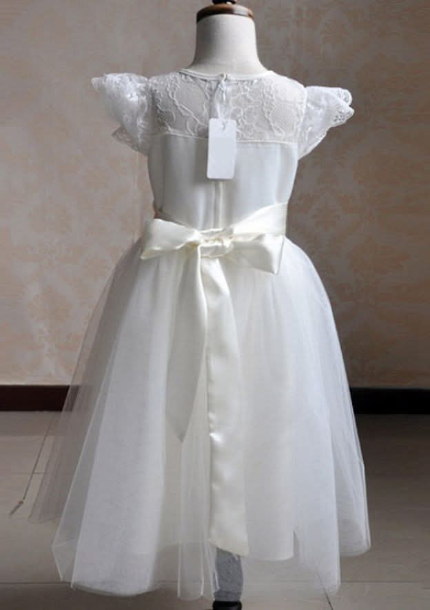 Charming Tulle Bateau Neck Ankle-Length A-line Flower Girl Dress with Waistband BM bride