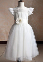 Charming Tulle Bateau Neck Ankle-Length A-line Flower Girl Dress with Waistband BM bride