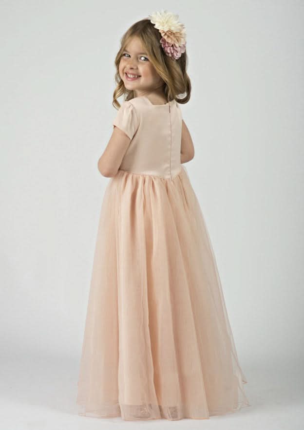 Lovely Tulle Square Neckline Floor-Length A-line Flower Girl Dress with Pleated BM bride