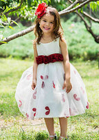 Sweet Tulle Bateau Neck Tea-Length A-line Flower Girl Dress with Waistband BM bride