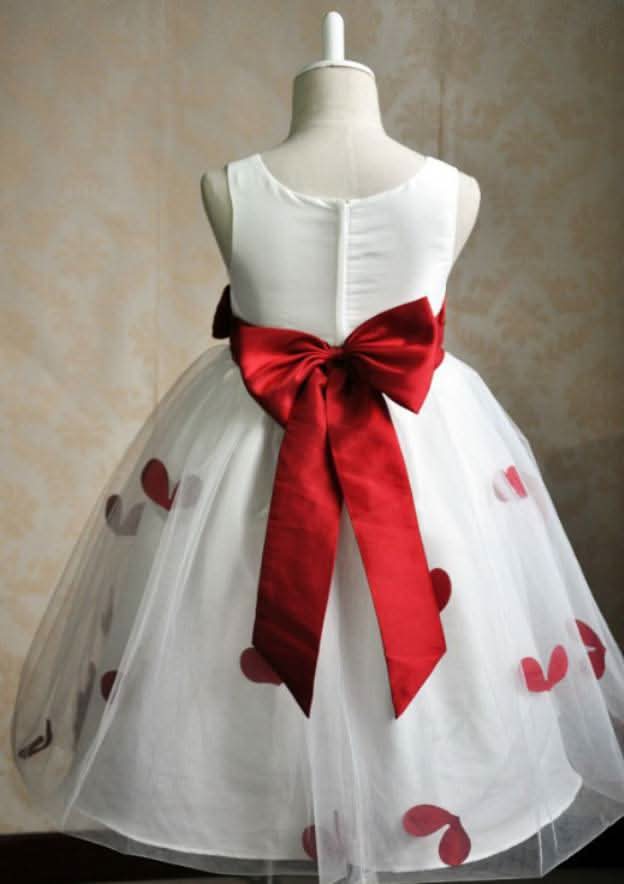 Sweet Tulle Bateau Neck Tea-Length A-line Flower Girl Dress with Waistband BM bride