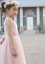 Charming Tulle Bateau Neck Tea-Length A-line Flower Girl Dress with Bowknot BM bride