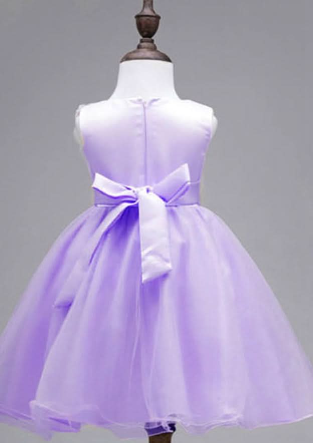 Lovely Organza V-Neck Ankle-Length A-line Flower Girl Dress with Bowknot BM bride