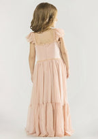 Stylish Chiffon Square Neckline Floor-Length A-line Flower Girl Dress with Pleated BM bride
