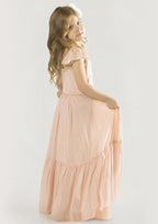 Stylish Chiffon Square Neckline Floor-Length A-line Flower Girl Dress with Pleated BM bride