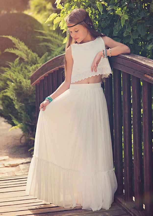 Charming Chiffon Bateau Neck Floor-Length A-line Flower Girl Dress with Bodice BM bride