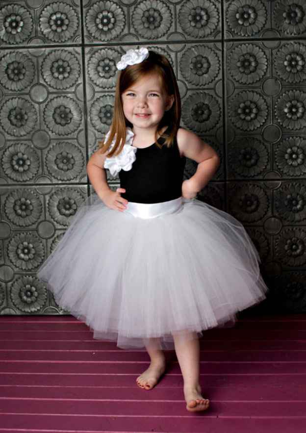 Sweet Tulle Bateau Neck Tea-Length A-line Flower Girl Dress with Shoulder Flower BM bride