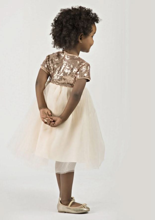 Charming Tulle Bateau Neck Tea-Length A-line Flower Girl Dress with Sequins/Paillettes BM bride