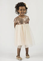 Charming Tulle Bateau Neck Tea-Length A-line Flower Girl Dress with Sequins/Paillettes BM bride