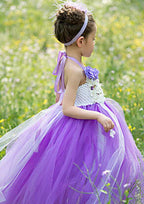 Elegant Tulle Halter Neck Floor-Length A-line Flower Girl Dress with Appliqued BM bride