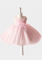 Stylish Tulle Bateau Neck Tea-Length A-line Flower Girl Dress with Waistband BM bride
