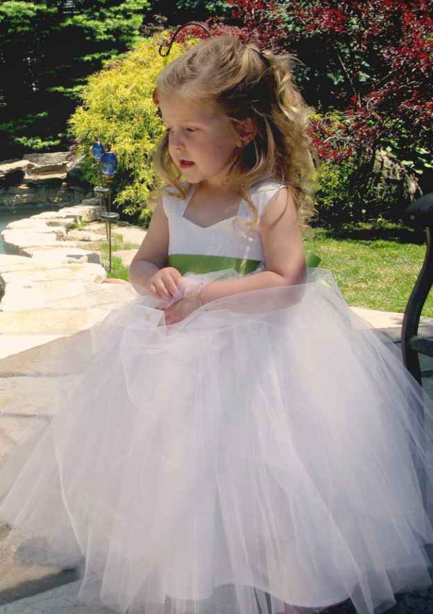 Sweet Tulle Sweetheart Neck Ankle-Length A-line Flower Girl Dress with Waistband BM bride