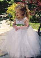 Sweet Tulle Sweetheart Neck Ankle-Length A-line Flower Girl Dress with Waistband BM bride