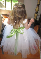 Sweet Tulle Sweetheart Neck Ankle-Length A-line Flower Girl Dress with Waistband BM bride