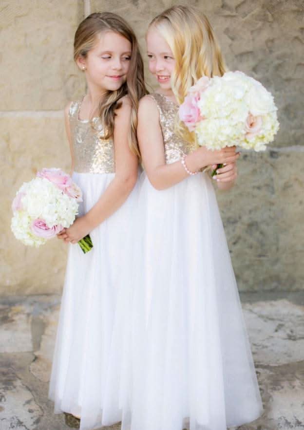 Sweet Chiffon Bateau Neck Ankle-Length A-line Flower Girl Dress with Sequins BM bride
