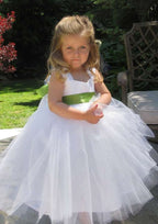 Sweet Tulle Sweetheart Neck Ankle-Length A-line Flower Girl Dress with Waistband BM bride