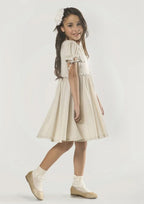 Sweet Jersey Bateau Neck Knee-Length A-line Flower Girl Dress with Pleated BM bride