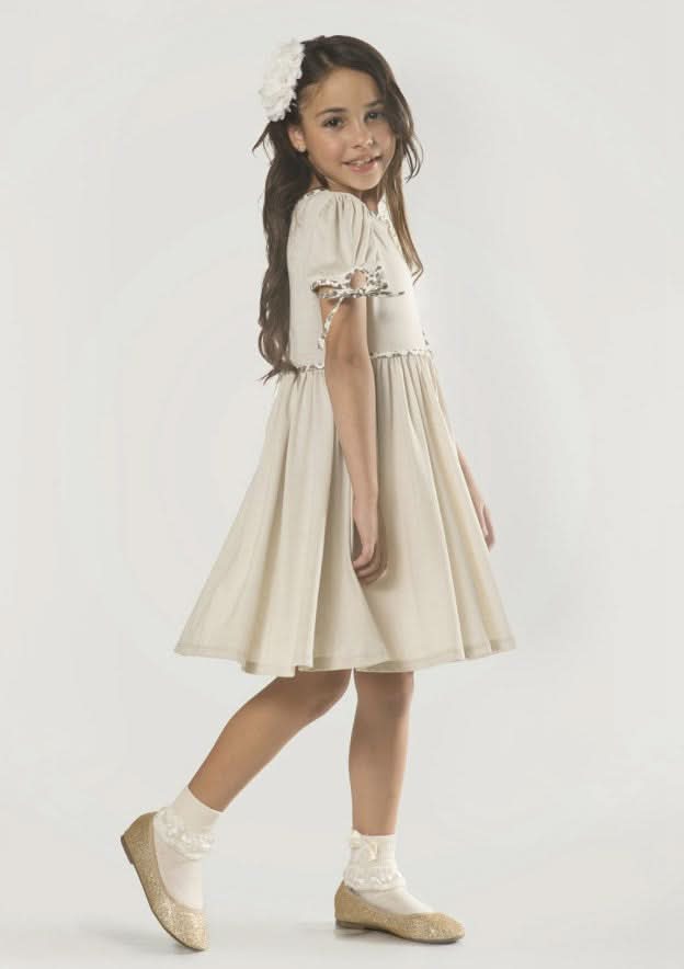 Sweet Jersey Bateau Neck Knee-Length A-line Flower Girl Dress with Pleated BM bride