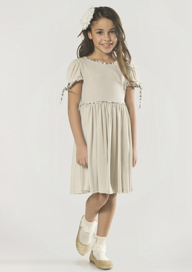 Sweet Jersey Bateau Neck Knee-Length A-line Flower Girl Dress with Pleated BM bride