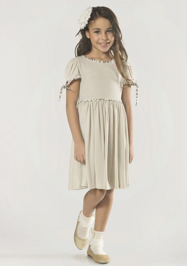 Sweet Jersey Bateau Neck Knee-Length A-line Flower Girl Dress with Pleated BM bride