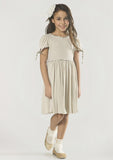 Sweet Jersey Bateau Neck Knee-Length A-line Flower Girl Dress with Pleated BM bride