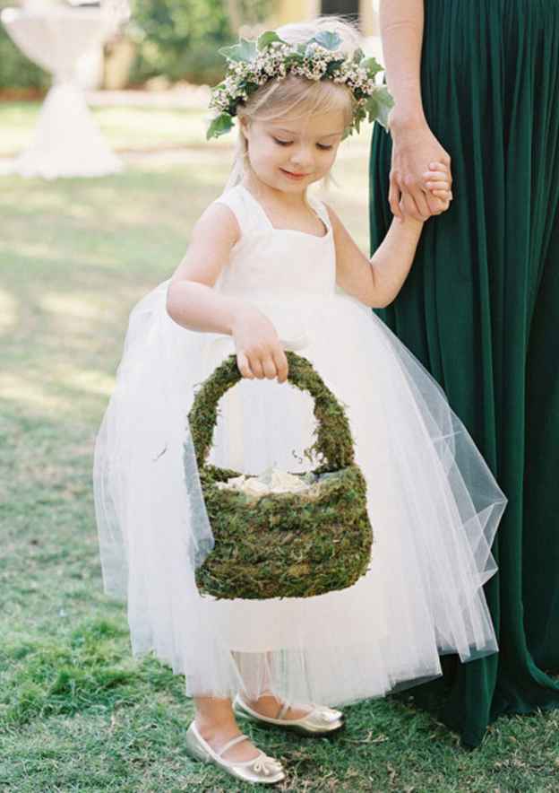 Graceful Tulle Square Neckline Ankle-Length A-line Flower Girl Dress BM bride