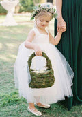 Graceful Tulle Square Neckline Ankle-Length A-line Flower Girl Dress BM bride