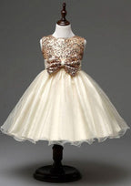 Graceful Organza Bateau Neck Tea-Length A-line Flower Girl Dress with Bowknot BM bride