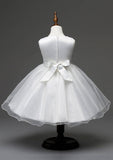 Graceful Organza Bateau Neck Tea-Length A-line Flower Girl Dress with Bowknot BM bride