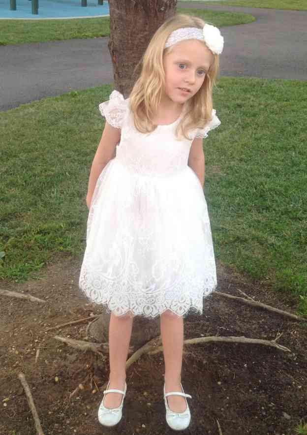 Charming Lace Bateau Neck Knee-Length A-line Flower Girl Dress with Sashes BM bride