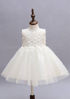 Sweet Tulle Bateau Neck Knee-Length A-line Flower Girl Dress with Bowknot BM bride