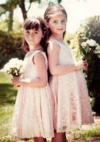 Graceful Lace Bateau Neck Knee-Length A-line Flower Girl Dress with Sashes BM bride