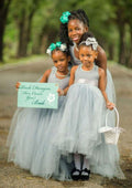 Lovely Tulle Bateau Neck Tea-Length A-line Flower Girl Dress with Waistband BM bride