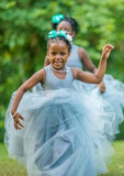 Lovely Tulle Bateau Neck Tea-Length A-line Flower Girl Dress with Waistband BM bride