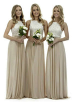 Chiffon Floor-Length Bridesmaid Dress, A-Line/Princess Cut, Bateau Neck, With Lace BM bride