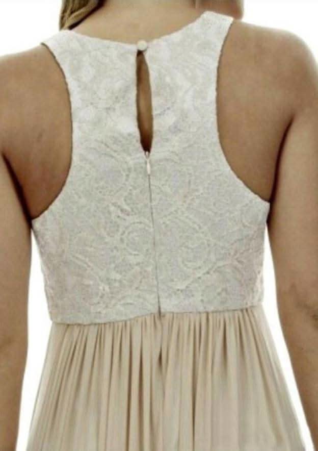 Chiffon Floor-Length Bridesmaid Dress, A-Line/Princess Cut, Bateau Neck, With Lace BM bride