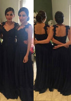 V-Neck Sweep Train Chiffon Bridesmaid Dress, A-Line/Princess Style, With Crystal Detailing BM bride