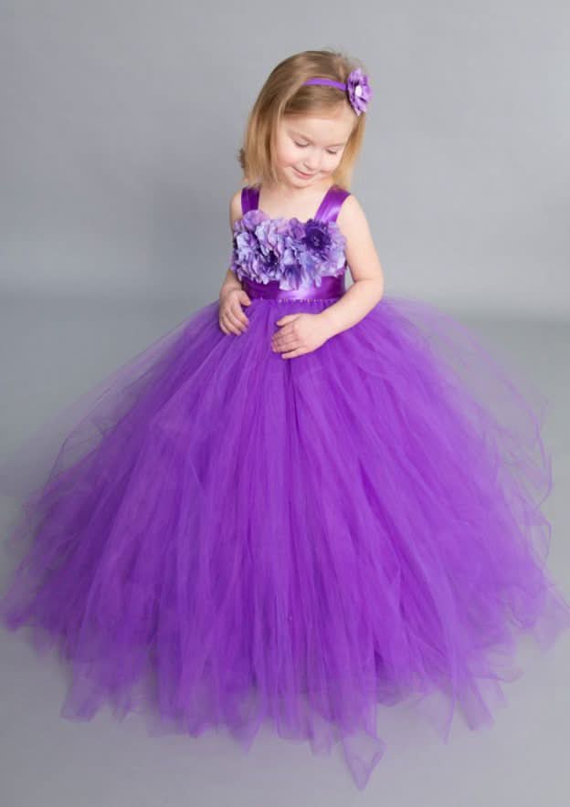 Ankle-Length Satin A-line/Princess Scoop Neck Flower Girl Dress BM bride
