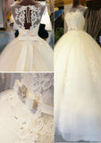 Waistband Appliqued Ball Gown with Bateau Neckline and Sleeveless Design, Long Floor-Length Tulle BM bride
