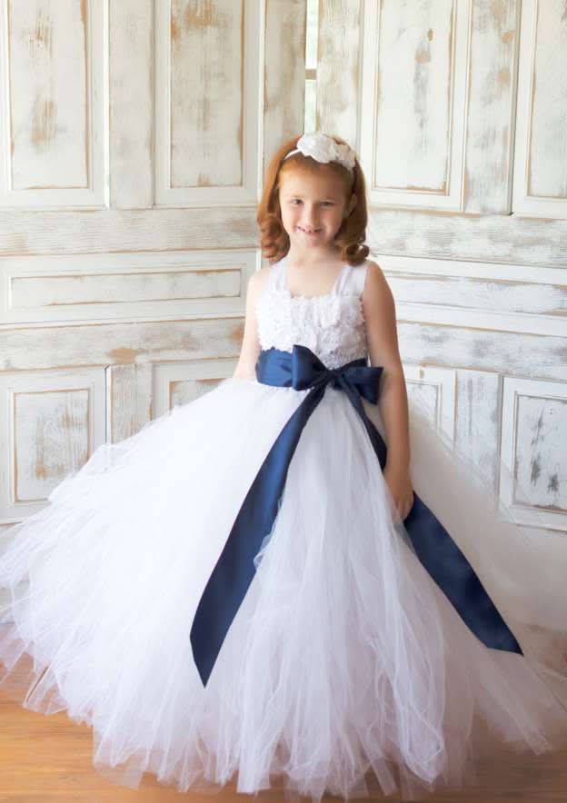 Stylish Sleeveless Square Neckline Tulle A-line Flower Girl Dress with Appliqued (Floor-Length) BM bride