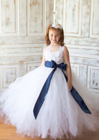 Stylish Sleeveless Square Neckline Tulle A-line Flower Girl Dress with Appliqued (Floor-Length) BM bride