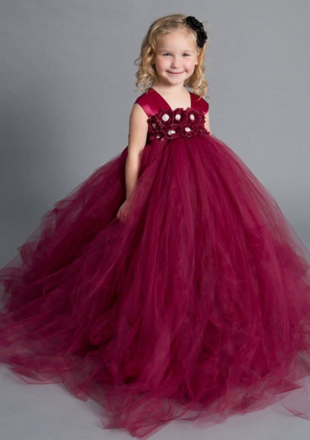 Stunning Sleeveless Square Neckline Tulle A-line Flower Girl Dress with Appliqued (Sweep Train) BM bride