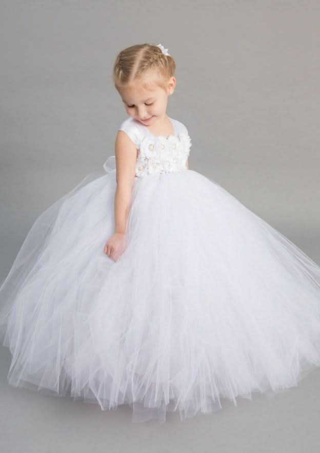 Ankle-Length Taffeta Wedding Party Dress with Rhinestone Accents - A-line/Princess Scoop Neck Flower Girl Dress BM bride