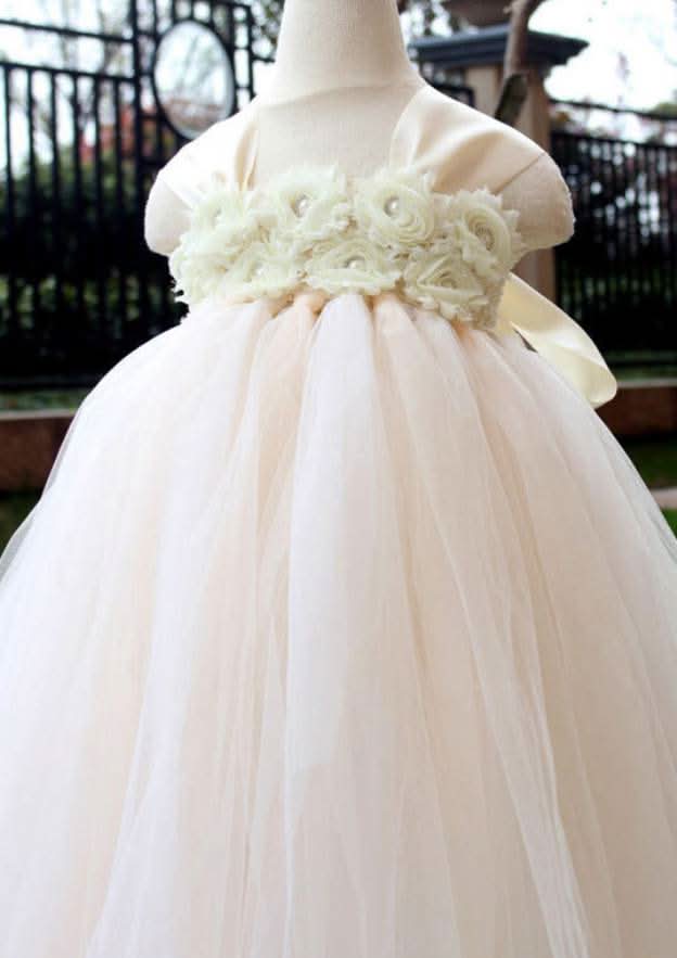 Ankle-Length Taffeta Wedding Party Dress with Rhinestone Accents - A-line/Princess Scoop Neck Flower Girl Dress BM bride