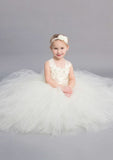 Ankle-Length Lace Tulle Wedding Party Dress with Bowknot Sashes - A-line/Princess Scoop Neck Flower Girl Dress BM bride