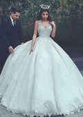 Sophisticated Ball Gown Bateau Sleeveless Long/Floor-Length Lace Wedding Dress BM bride