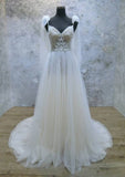 Lace Sweetheart Sleeveless Wedding Dress with Court Train for A-Line Silhouette, Ideal for Garden/Outdoor Weddings BM bride
