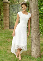 Asymmetrical Sleeveless Scalloped Neckline Lace A-Line/Princess Wedding Dress BM bride