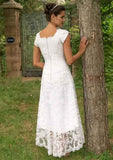 Asymmetrical Sleeveless Scalloped Neckline Lace A-Line/Princess Wedding Dress BM bride